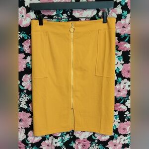 SHEIN Mustard Mini Zipper Skirt